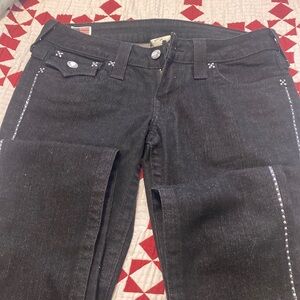 True religion black jeans with stones on the pockets